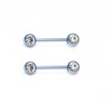 thumbnail image 1 of Nipple Ring Anodized Titanium 14G Nipple Piercing Barbell Front Facing Clear CZ, 1 of 11