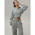 thumbnail image 4 of Women'S Tracksuit Set - Long Sleeve Zipper Hooded Sweatshirt with Solid Color Lace-Up Pants - Two-Piece Set Grey S, 4 of 7