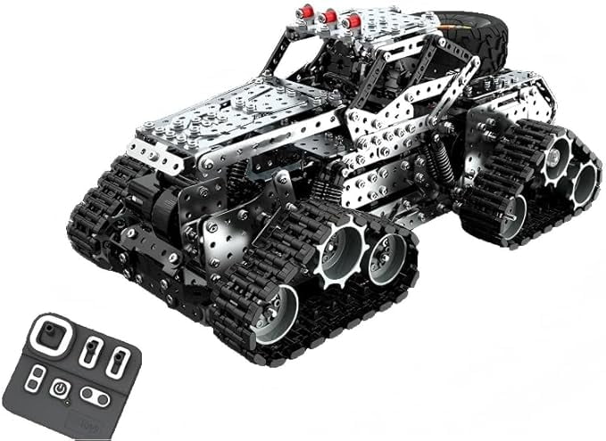 RKXQT Building Sets Stem Assembly Metal 3-D Puzzle Off-Road Model Car Building Kit Construction Set Toys Assemble Remote Control Snowmobile 1929PCS/Included Motor