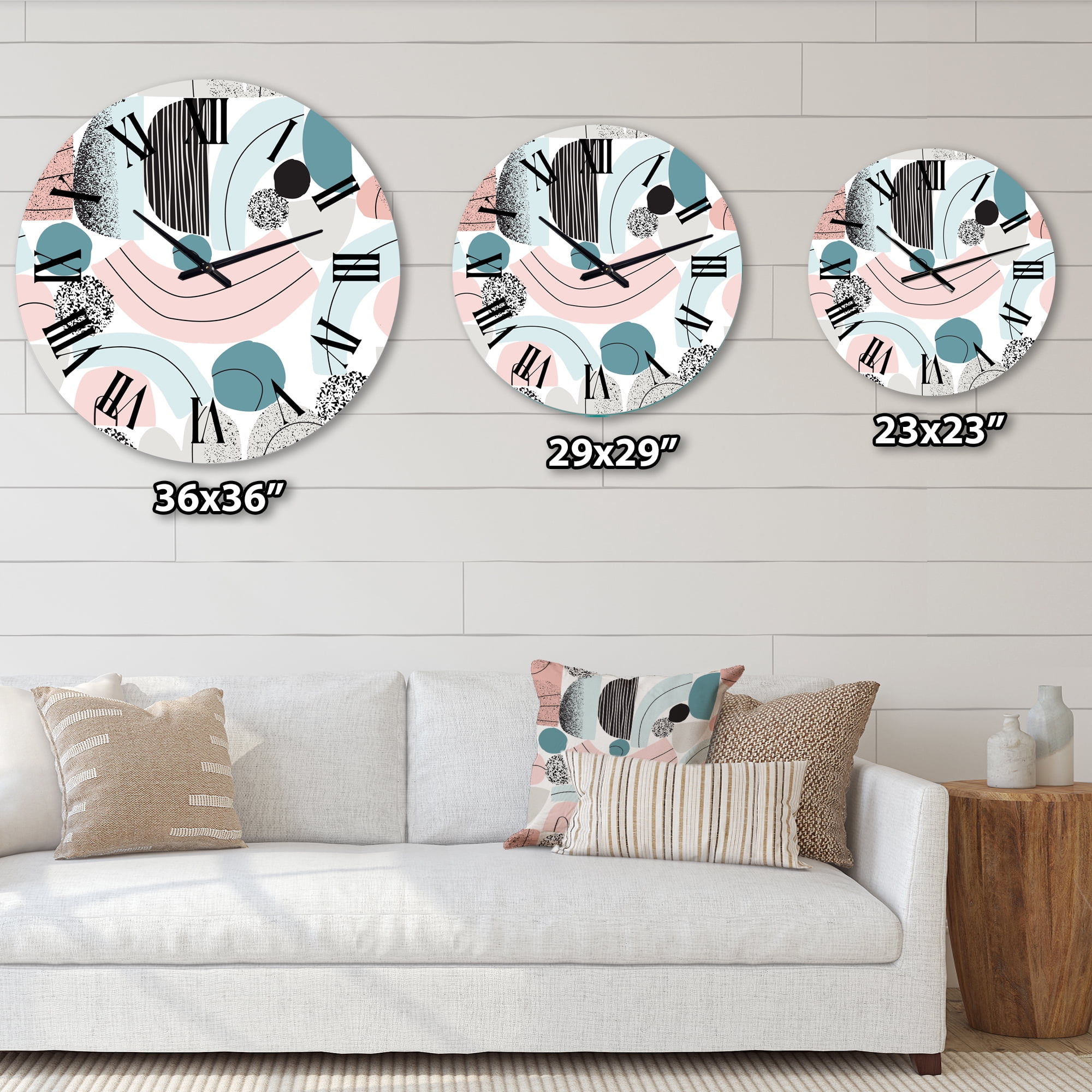 Designart 'Colorful Art Collage In Pastel Colors' Modern Wall Clock