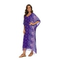 thumbnail image 4 of Beautybatik Purple Boho Flora Printed Women Plus Size Kaftan Kimono Loungewear Maxi Long Dress 1X, 4 of 5