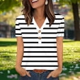 thumbnail image 2 of Chemise à Manches Courtes Col en V pour Femmes, Haut Imprimé en Polyester avec Boutons devant, Longueur Régulière, Design Amincissant à Coupe Haute, Noir, P, 2 of 8