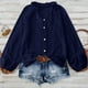 thumbnail image 2 of Tops de otoño para mujer,Blusa de mujer de color liso, con encaje, escote en V, manga larga, poliéster, informal, para uso doméstico y diario, sopatenor, 2 of 9