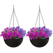 Sorbus Self-Watering Hanging Planter: Wicker Style, Espresso Brown, Large 2-Pack
