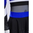 thumbnail image 5 of TiaoBug Cheerleading Outfits for Kids Girls Long Sleeve Mock Neck Rhinestones Cheer Top with Mini Skirt Set Blue 8, 5 of 7