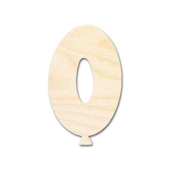 Unfinished Wood Balloon Number 0 Shape 12" / 1/4"