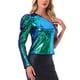 thumbnail image 4 of INSPIRAR CHIC Blusa de Mujer con Lentejuelas de Un Hombro, Manga Puff, para Fiesta de Cóctel, Brillante y Destellante, Verde L, 4 of 5