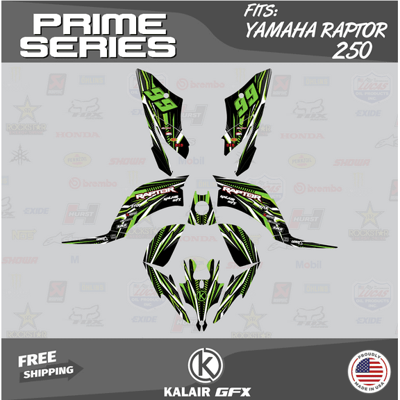Kalair GFX Graphics Kit for Yamaha ATV Raptor 250 (All Years) Prime Series