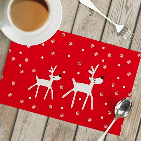 

Christmas Linen Placemat Insulated Mat Table Mat Party Home Napkins Holiday Gifts