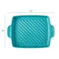 thumbnail image 5 of The Pioneer Woman Prairie Signature 12" x 10" Cast Aluminum Cowboy Steak Pan, Teal Speckle, 5 of 9