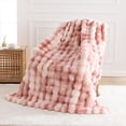 thumbnail image 5 of ROSEKIND ultra-soft 680GSM Faux Fur Ribbed Throw Blanket for Sofa & Bed, Cozy Gift for Adults & Friends, 50x60in, Tie-dye Pink, 5 of 8