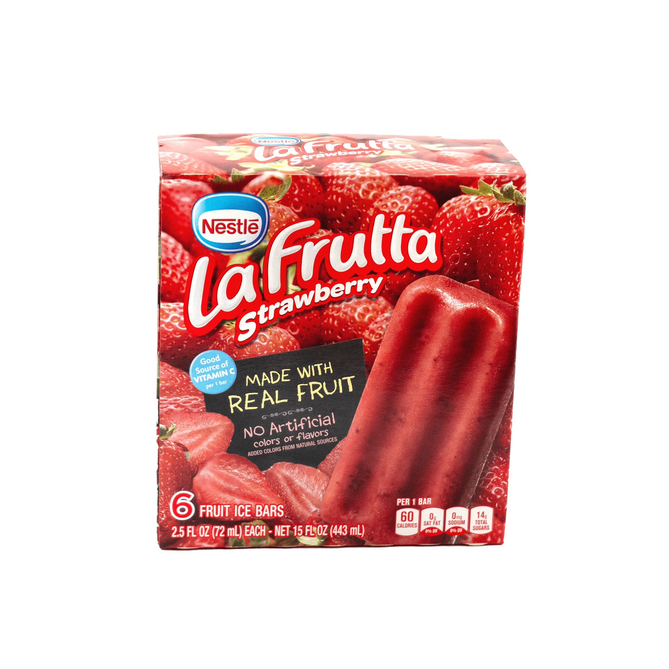 Nestle, La Frutta Strawberry Flavor, Ice Cream Bar, 6 Count, 2.5oz, Milk Free, Cardboard Box, New
