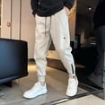 thumbnail image 2 of Zszcpp Wide Leg Pants Men'S Pocket Sports Drawstring Leisure Embroidered Label Straight Vogue Trousers Casual Trouser, 2 of 3