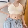 thumbnail image 3 of Women Halter Crop Top Summer Bustier Knit Bundle Bralette Curvy Ribbed Knit Cami, 3 of 5