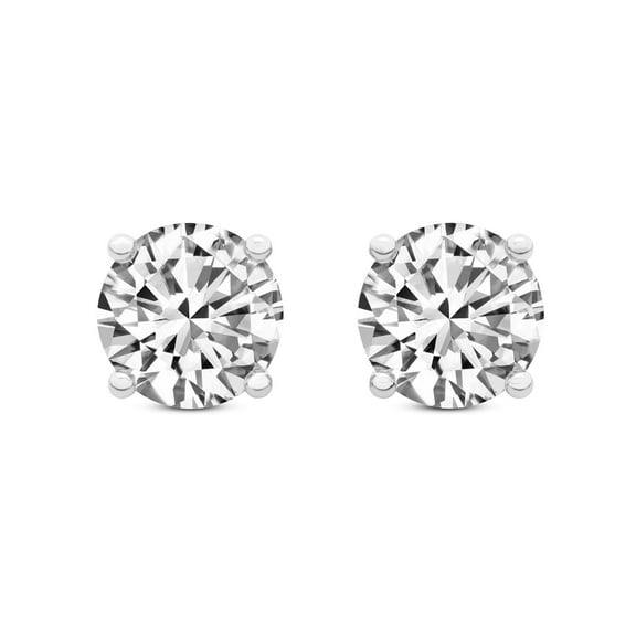 Amy and Annette Sterling Silver Stud Earrings with Simulated Diamonds