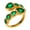 Gold Green Stone, variant on Women's Stainless Steel Crystal Love Heart Zirconia Open Signet Ring Wedding Jewelry Gold Olive Green Stone Size 9