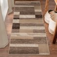 thumbnail image 4 of HomeRoots 487064 8 ft. Patchwork Power Loom Stain Resistant Rectangle Runner Rug, Beige, 4 of 5