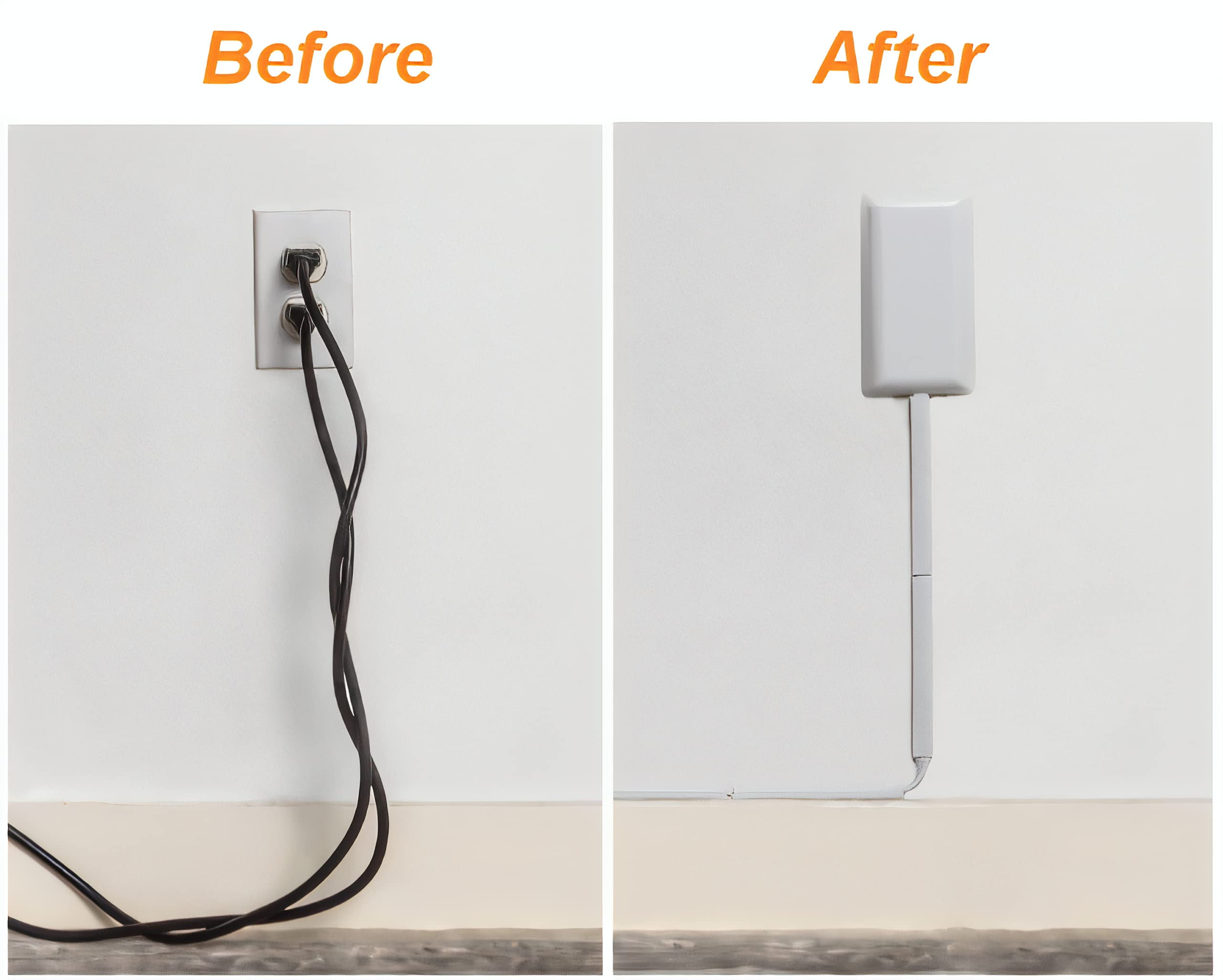 Sleek Socket Power Strip with Surge Protection & Outlet Concealer, Baby Proof Flat 8-ft Cord