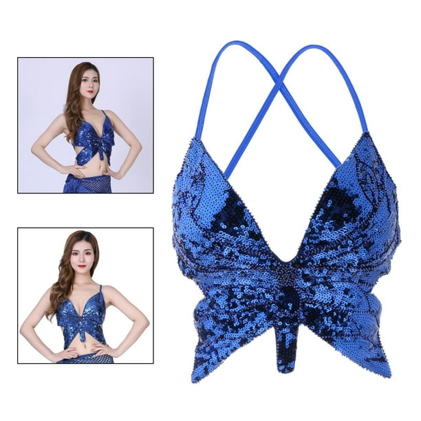 Sujetador de danza del vientre para mujer Colcomx Tops de mariposa Rosa Rojo Azul