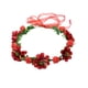 thumbnail image 2 of Corona de flores de Pascua | Accesorio para el cabello con rosas artificiales y hojas verdes | Cinta ajustable | Ideal para fiestas, bodas, festividades, fotografía y uso diario | Rosa vibrante,, 2 of 6