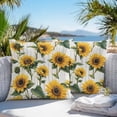 thumbnail image 2 of Outdoor Waterproof Pillow Covers Pack of 2, Farmhouse Sunflower Gray Wood Grain Botanical Retro Style Decorative Throw Pillowcases Cushion Covers for Garden Patio Tent Sofa Couch, 16x16 inch, 2 of 8
