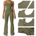 thumbnail image 6 of Women's Yoga Ribbed One Piece Tank Tops Rompers Sleeveless Workout Bodysuits Exercise Jumpsuits, 6 of 8