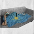 thumbnail image 5 of Magic Soft Flannel Fleece Throw Blanket, Cartoon Magician Hand Holding Wand Spreading Stars, Cozy Plush for Indoor and Outdoor Use, 70" x 90", Sky Blue Mustard, by Ambesonne, 5 of 5