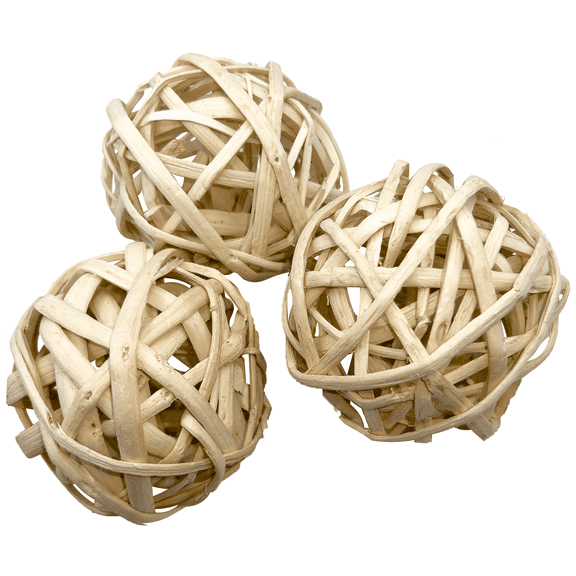 5002 Pk3 Natural Large Bamboo Chew Balls 3.25 Inch M&M Bird Toys Foot toy
