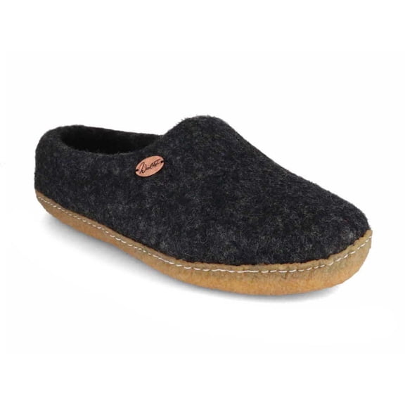 WoolFit 'Footprint' handmade Slippers with Rubber Sole, graphite