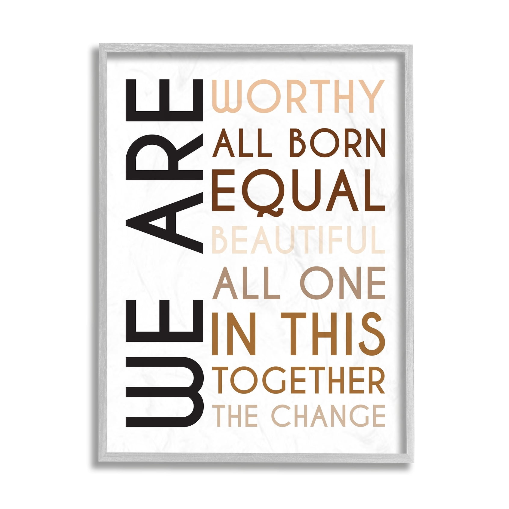 Stupell Industries We Are Worthy Inspirational Phrase Equality Statement Black Framed, 24 x 30, Design by Tenisha Proctor