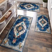Kitchen Rugs Sets of 3 Non Slip Washable Kitchen Mats for Floor, Waterproof Kitchen Runner Rug, Floor Mat Carpet for Entryway, Laundry, Sink, Hallway, Bathroom