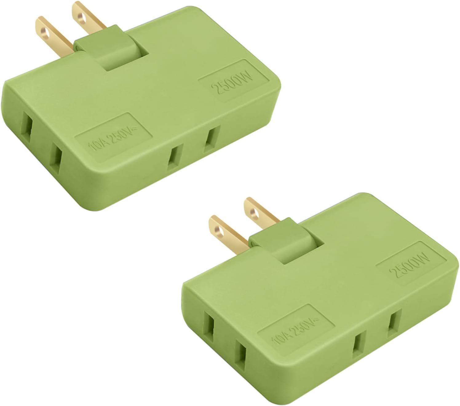 Tutuviw 3 Way Flat Wall Plug Adapter Swivel Indoor Mini Wall Tap Power