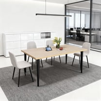 63-inch Modern Dining Table for 6-8 People, Rustic Industrial Wooden Tabletop with Iron Legs, Rectangular Kitchen Table for Dining Room & Patio, Easy Assembly, Table Only, Natural Wood