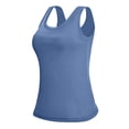 thumbnail image 2 of RXIRUCGD Women's Solid Color U-Neck With Chest Cushion Thread Sleeveless Underwear Tops( Blue, Size:S ), 2 of 7