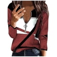 thumbnail image 1 of Bowake Hauts à Manches Longues pour Femmes à Blocs de Couleur Décontracté Ample Col Rond Tunique Confortable Hauts et Blouses pour Dames, 1 of 5