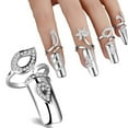 thumbnail image 3 of juego/4 Uds. De anillo para uñas con diamantes de imitación, punta del dedo, apertura ajustable, accesorios para decoración de uñas para mujeres y niñas, plateado, 3 of 7