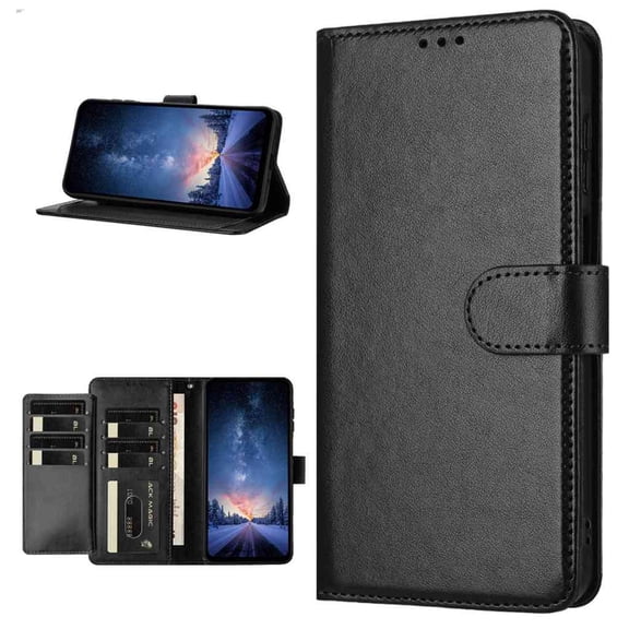 Allytechgroup Magnetic Case for Samsung Galaxy S26, PU Leather Wallet Case with Card Holder Slim Lightweight Anti-Fingerprint Non-Slip Shockproof Protective Bumper for Women Men, Black