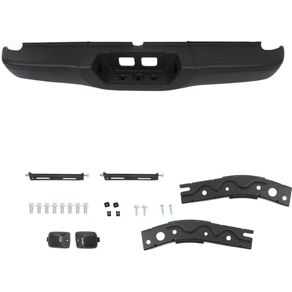 SHZAITOR Black Steel Rear Step Bumper Assembly Fleetside Replacement for 2000-2006 Toyota Tundra TO1103108
