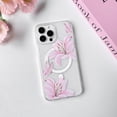 thumbnail image 2 of YCAN-Compatible avec Étui iPhone 13 Pro Transparente Magnétique Compatible avec MagSafe Mignon Lys Fleurs Florales pour Femmes Filles Étui Rigide PC Antichoc Protectrice - Rose, 2 of 4