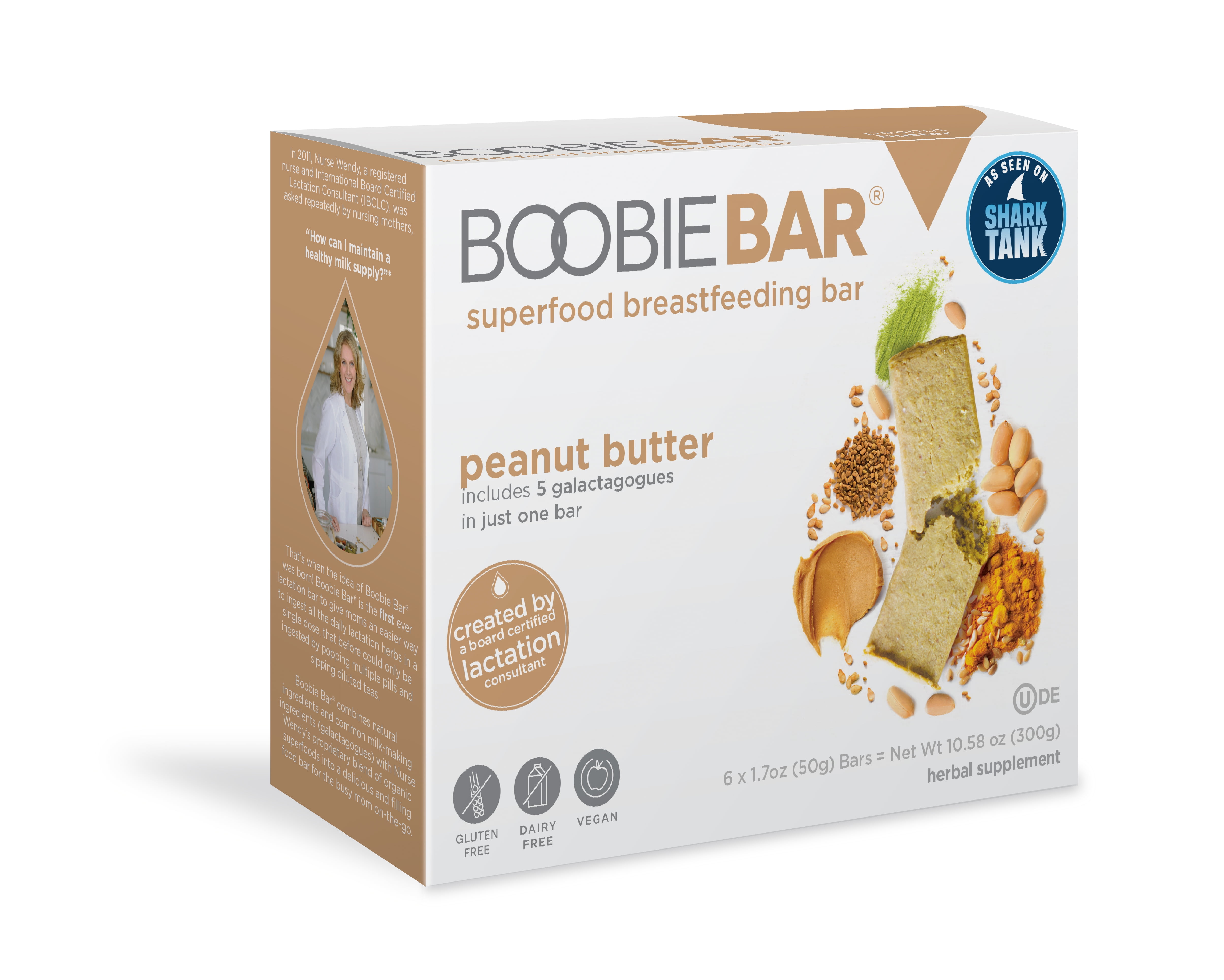 Boobie Bar Superfood Breastfeeding Bar, Peanut Butter, (1.7 Ounce Bars