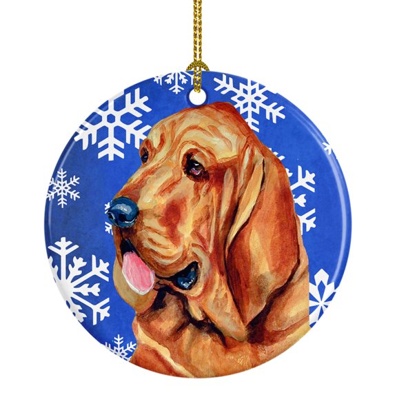 Carolines Treasures LH9286-CO1 Bloodhound Winter Snowflake Holiday Ceramic Ornament, Multicolor