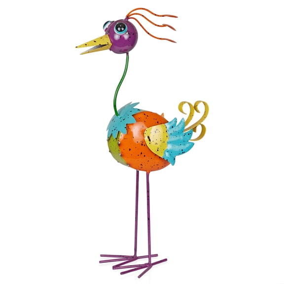 Alpine Corporation Rainbow Metal Quirky Bird Decor