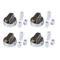 4yourhome. 4-Pack Silver Chrome Generic Design Stove / Oven Control Knob W/ 12 Adapters