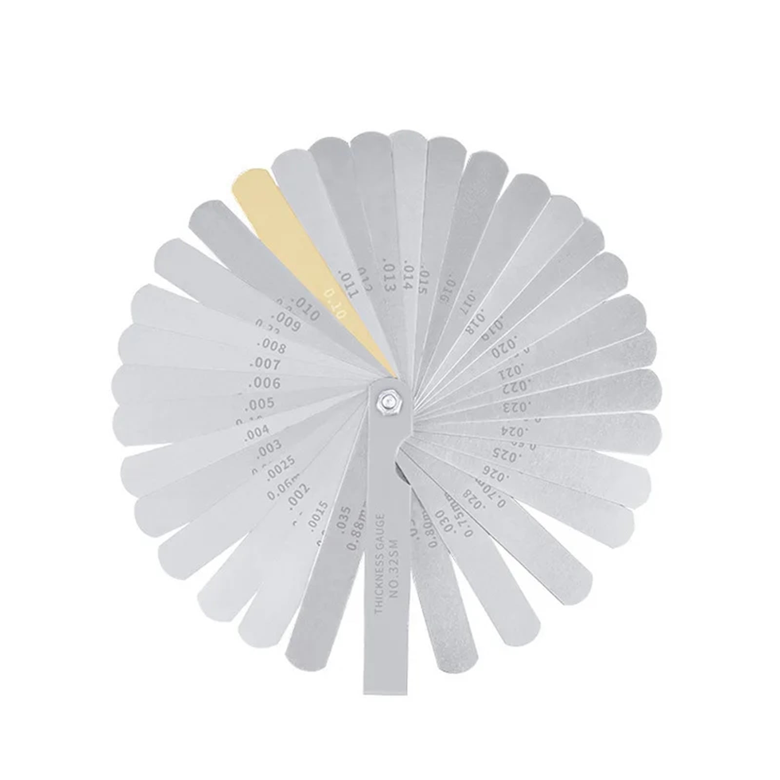 32 Pcs Copper Clip Feeler Gauge Portable Various Specifications Arc Stainless Steel Gauge Gap Gauge Rangefinder ,Easy Identification