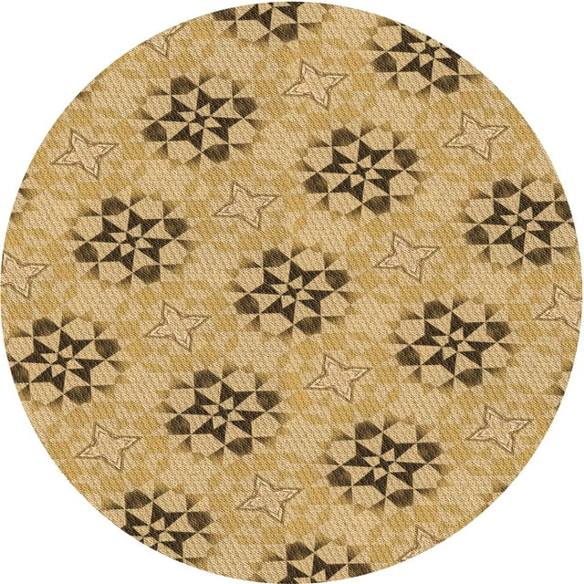 Ahgly Company Tapis Rond Lavable en Machine Intérieur Transitionnel Jaune Orange, 7 Pieds Rond