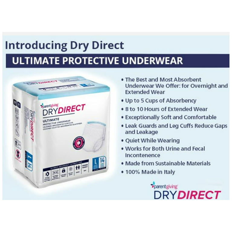 Dry Direct Ultimate Protective Unisex Underwear by Parentgiving | Small |  Count per pack 14