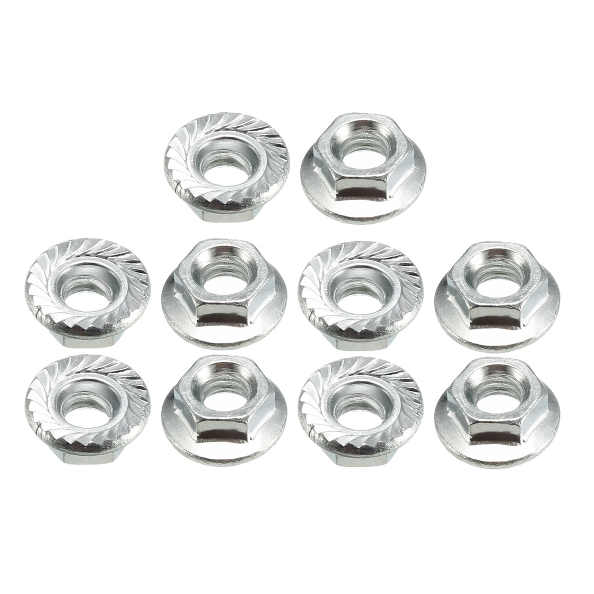 M4 Serrated Flange Hex Lock Nuts Carbon Steel 10 Pcs
