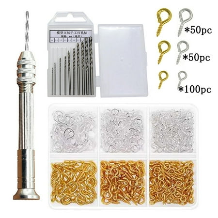 

HeroNeo 1 Set Pin Vise Precision Hand Drill Tools with Twist Drill Bits Screw Eye Pins for Resin Casting Mold Polymer Clay DIY