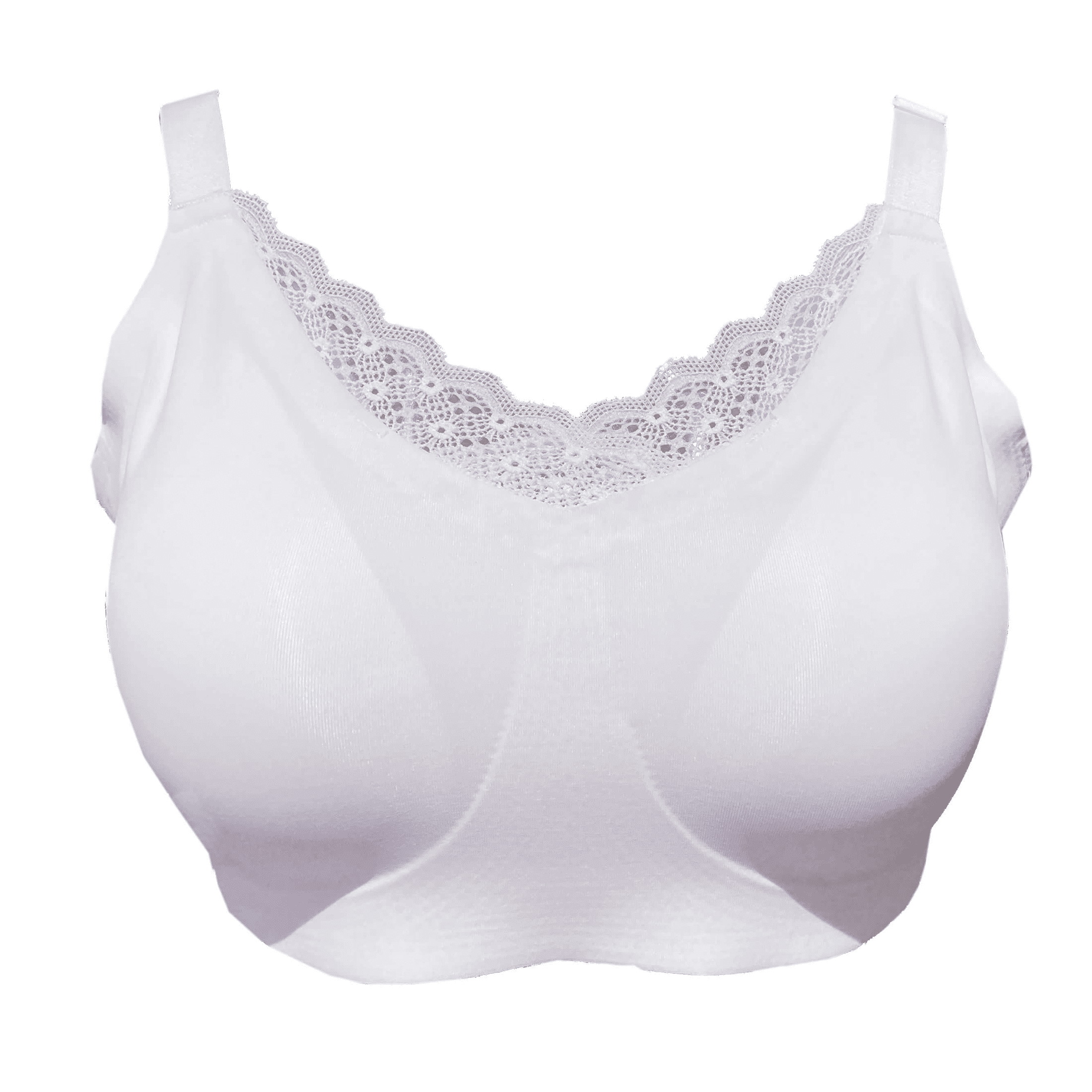BIMEI Seamless Mastectomy Lace Bra for Women Breast Prosthesis with Pockets  Sleep Bras Soft Daily Bras with 2 Removable Pads,White,2XL 
