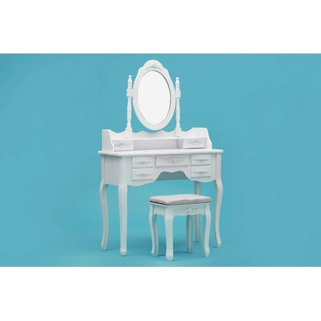 Viscologic Wooden Mirrored Makeup Vanity Table Set With Cushioned Stool White Finish Canada Viscologic Wooden Mirrored Makeup, Pearl Wooden Mirrored Makeup Vanity Table White